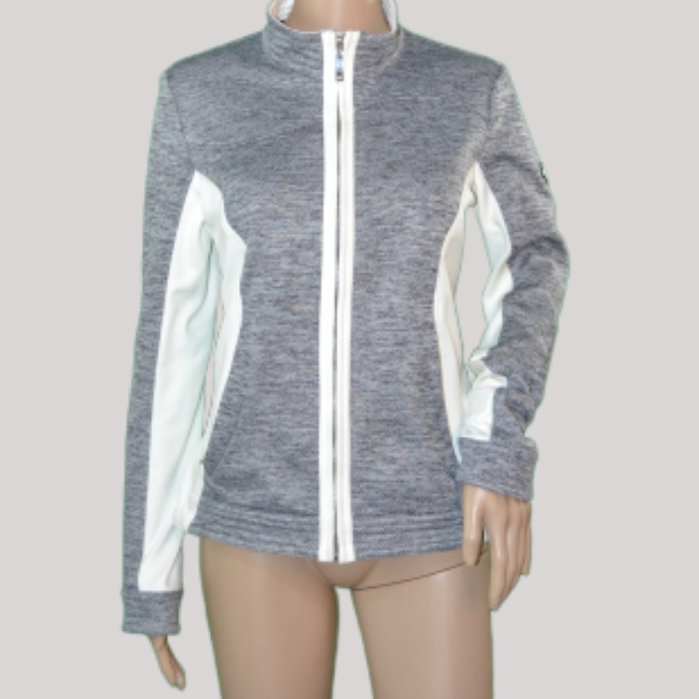 Womens Descente Gray White Athletic Track Jacket 8